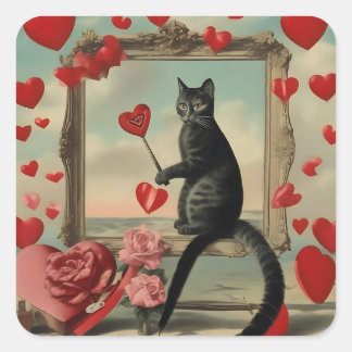 Purrr-fect kat liefde vierkante sticker