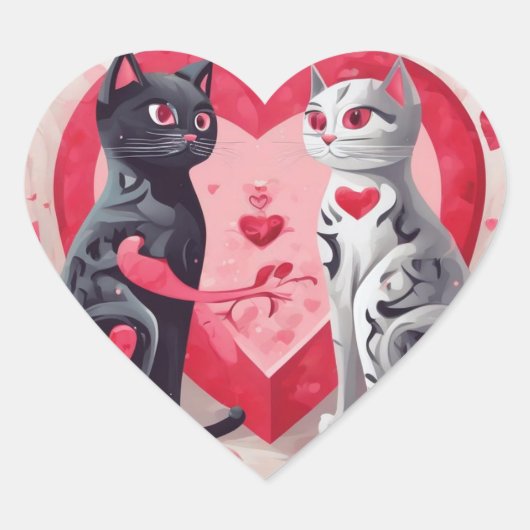 Purrr-fect Love Hart Sticker (Voorkant)