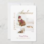 Purrr..fect met kerstmis en colzy Cat Three Photo Feestdagenkaart (Voorkant)