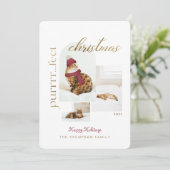 Purrr..fect met kerstmis en colzy Cat Three Photo Feestdagenkaart (Staand voorkant)