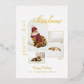 Purrr..fect met kerstmis en colzy Cat Three Photo Folie Feestdagenkaart (Voorkant)