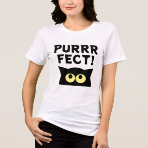 Purrrfect Funny Black Cat T shirt voor vrouwen