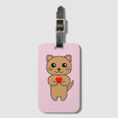 Purrrfecte Liefde - Roze Achtergrond Bagagelabel (Voorkant (verticaal))