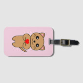 Purrrfecte Liefde - Roze Achtergrond Bagagelabel (Voorkant (horizontaal))