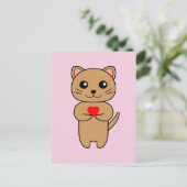 Purrrfecte Liefde - Roze Achtergrond Briefkaart (Staand voorkant)