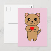 Purrrfecte Liefde - Roze Achtergrond Briefkaart (Voorkant / Achterkant)