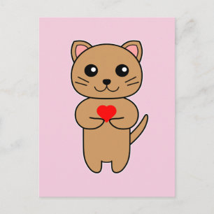 Purrrfecte Liefde - Roze Achtergrond Briefkaart
