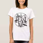 Purrrrr Evil Satanic Cat Kitten Baphomet honkbal T-shirt (Voorkant)