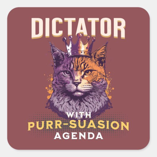 Purrsuasive agenda grappige kat ontwerp vierkante sticker (Voorkant)