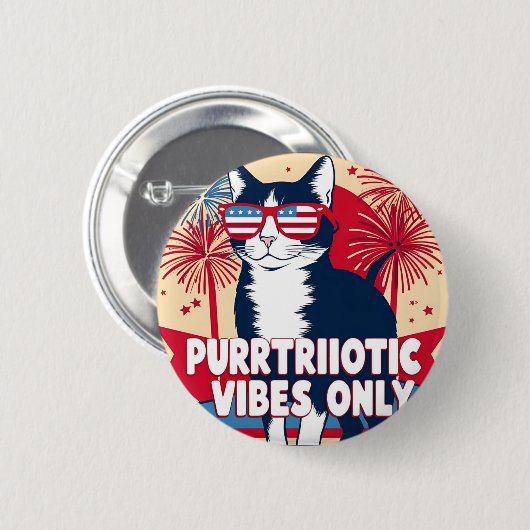 Purrtriotic Vibes Only - Cat Button (Voorkant /achterkant)