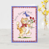 Purrty Tweet - Wenskaart Kaart (Gele Bloem)