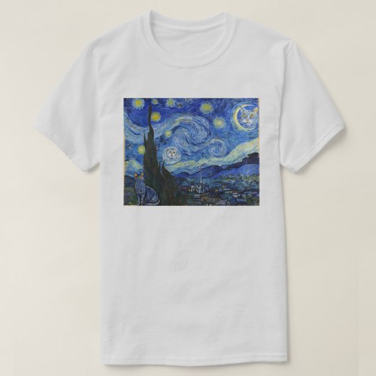 Purry Night Shirt, gebaseerd op Sterrennacht T-shi T-shirt (Design voorkant)