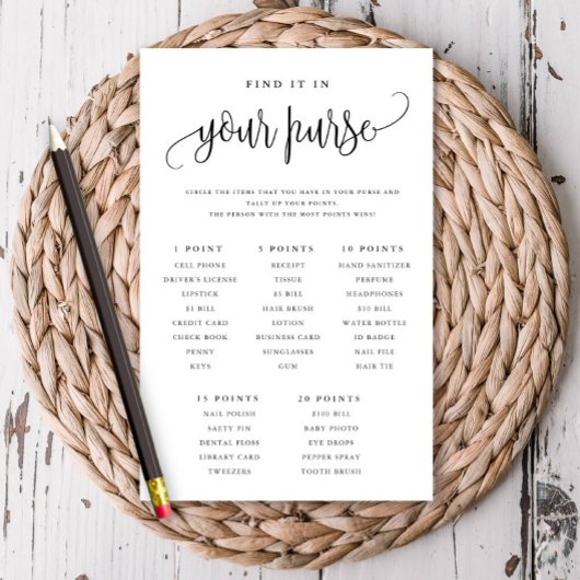 Purse Scavenger Hunt Vrijgezellenfeest Game Paper Flyer