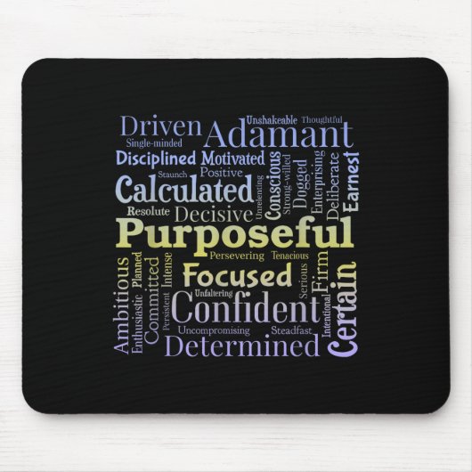 Purseful Word Cloud Art Achiever Motivation Insrat Muismat (Voorkant)