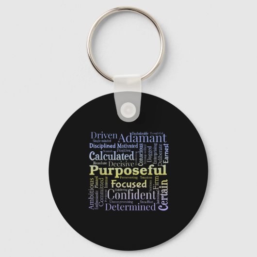 Purseful Word Cloud Art Achiever Motivation Insrat Sleutelhanger (Voorkant)