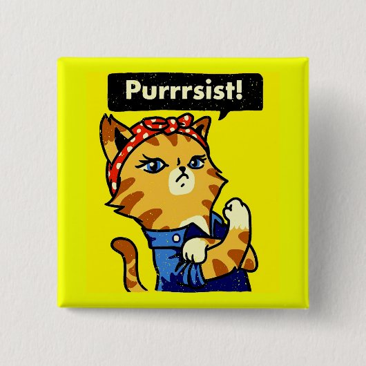 Pursist Cat Pursist Vierkante Button 5,1 Cm (Voorkant)
