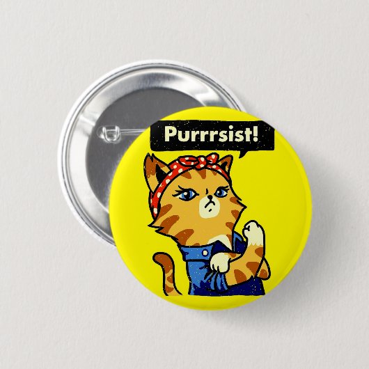 Pursist, Kat Pursist, Kat Pursist Ronde Button 5,7 Cm (Voorkant /achterkant)