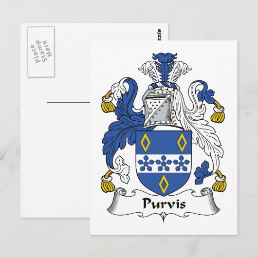 Purvis Family Crest Briefkaart (Voorkant / Achterkant)