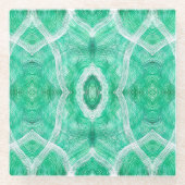 Push Abstract Light Green White Watercolor Art Glazen Onderzetter (Voorkant)