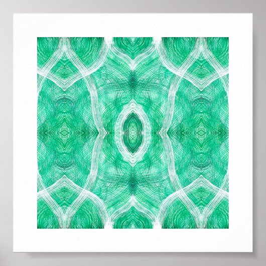 Push Abstract Light Green White Watercolor Art Poster (Voorkant)