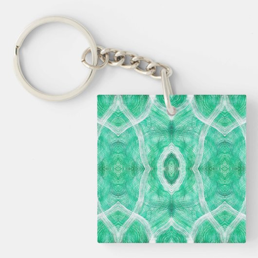 Push Abstract Light Green White Watercolor Art Sleutelhanger (Voorkant)