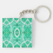 Push Abstract Light Green White Watercolor Art Sleutelhanger (Achterkant)