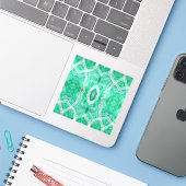 Push Abstract Light Green White Watercolor Art Sticker (Laptop met iPhone)