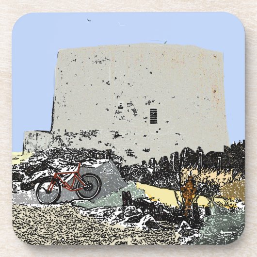 Push Bike en Martello Tower Hythe Kent Bier Onderzetter (Voorkant)