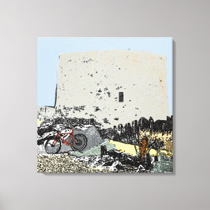 Push Bike en Martello Tower Hythe Kent Canvas Afdruk