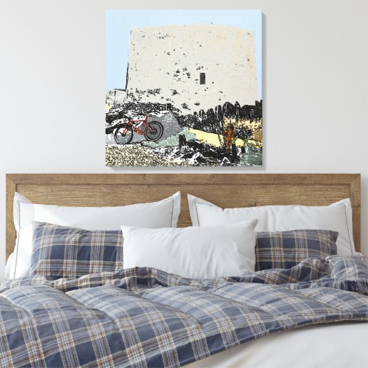 Push Bike en Martello Tower Hythe Kent Canvas Afdruk (Insitu (Slaapkamer))