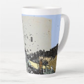 Push Bike en Martello Tower Hythe Kent Latte Mok (Rechterhoek)