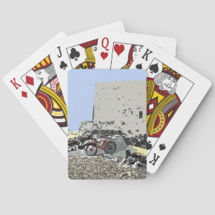 Push Bike en Martello Tower Hythe Kent Plays C Pokerkaarten