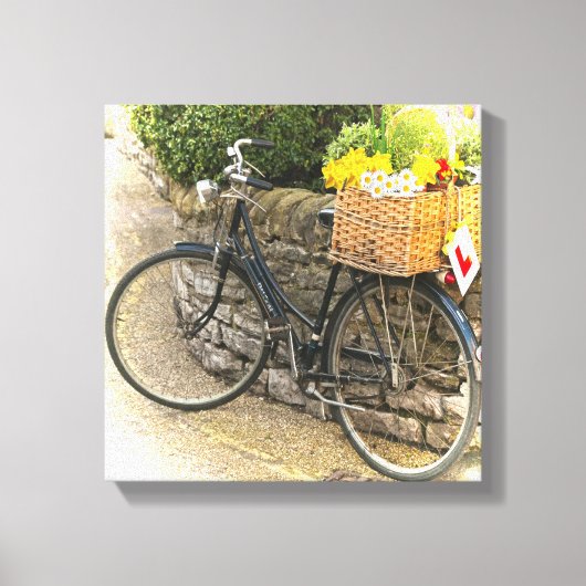 Push Bike Flower Basket Landscène Canvas Afdruk (Voorkant)
