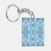 Push Blauw Abstract Waterverf Kunst Sleutelhanger (Voorkant Links)