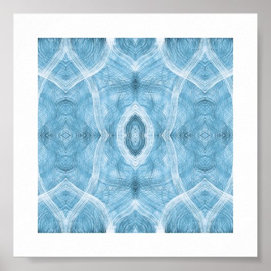 Push Blauwe Abstracte Aquarel Kunst Poster (Voorkant)