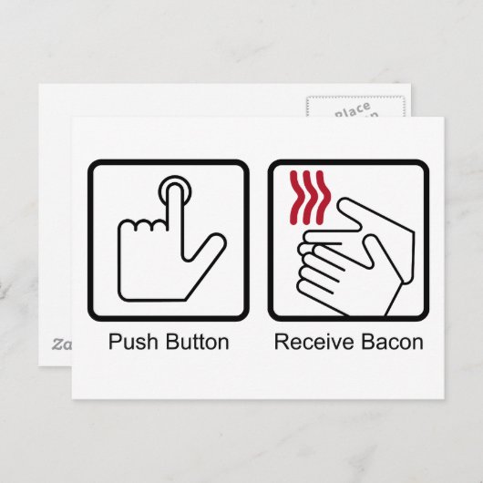 Push Button, Receive Bacon - Bacon Dispenser Briefkaart (Voorkant / Achterkant)
