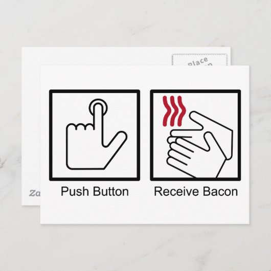 Push Button, Receive Bacon - Bacon Dispenser Briefkaart (Voorkant / Achterkant)