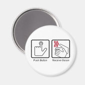 Push Button, Receive Bacon - Bacon Dispenser Magneet (Voorkant / Achterkant)
