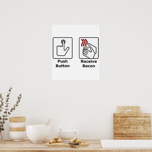 Push Button Receive Bacon Poster (Keuken)