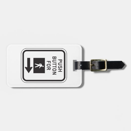 Push Button voor lopen voetganger kruising teken Bagagelabel (Voorkant horizontaal)