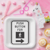 Push Button voor lopen voetganger kruising teken Papieren Bordje (Feest)