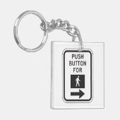 Push Button voor lopen voetganger kruising teken Sleutelhanger (Voorkant Links)