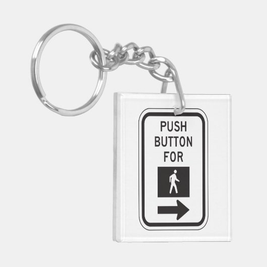 Push Button voor lopen voetganger kruising teken Sleutelhanger (Voorkant Links)