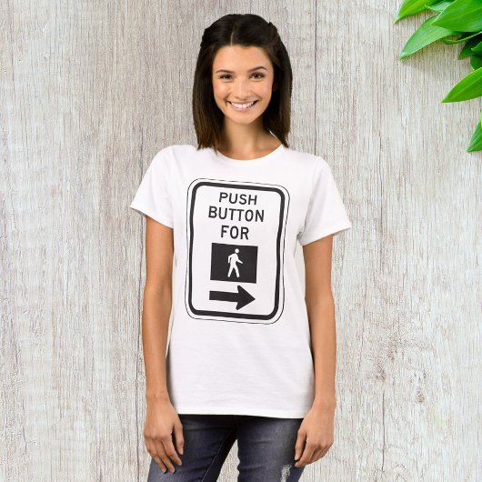 Push Button voor lopen voetganger kruising teken T-shirt