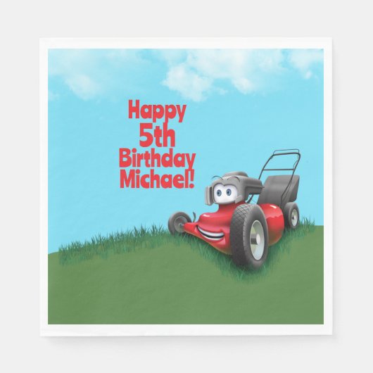 Push gazon maaier verjaardag papier Borden kom Servet (Voorkant)