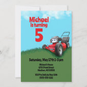 Push grasmaaier verjaardagsfeestje kaart (Voorkant)