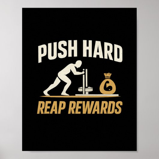 Push Hard Reap Rewards Gym Workout Bodybuilding Ar Poster (Voorkant)