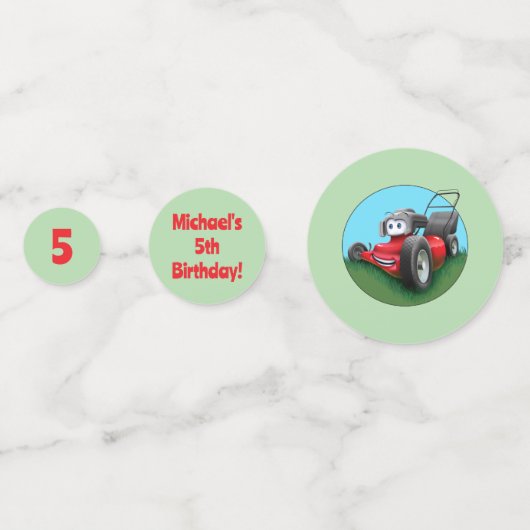 Push Lawn Mower Birthday Party Confetti (Achterkanten)