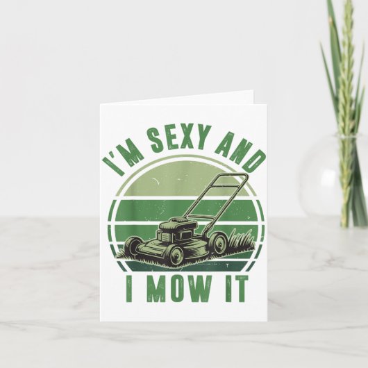 Push Lawn Mower I'm Y And I Mow It Funny Mowing Da Kaart (Voorkant)