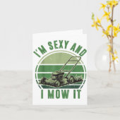 Push Lawn Mower I'm Y And I Mow It Funny Mowing Da Kaart (Gele Bloem)